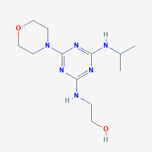 molecular formula C12H22N6O2 B11095038 2-{[4-(Morpholin-4-yl)-6-(propan-2-ylamino)-1,3,5-triazin-2-yl]amino}ethanol 