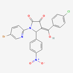 (4E)-1-(5-bromopyridin-2-yl)-4-[(4-chlorophenyl)(hydroxy)methylidene]-5-(4-nitrophenyl)pyrrolidine-2,3-dione