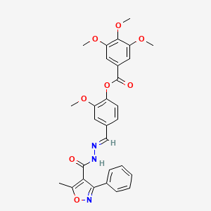 molecular formula C29H27N3O8 B11095101 2-methoxy-4-[(E)-{2-[(5-methyl-3-phenyl-1,2-oxazol-4-yl)carbonyl]hydrazinylidene}methyl]phenyl 3,4,5-trimethoxybenzoate 