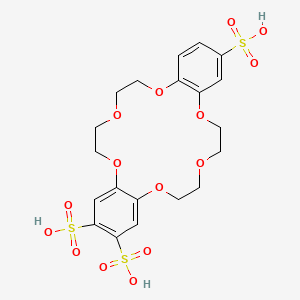 molecular formula C20H24O15S3 B11095114 6,7,9,10,17,18,20,21-Octahydrodibenzo[b,k][1,4,7,10,13,16]hexaoxacyclooctadecine-2,3,13-trisulfonic acid 