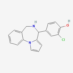 molecular formula C18H15ClN2O B11095119 2-chloro-4-(5,6-dihydro-4H-pyrrolo[1,2-a][1,4]benzodiazepin-4-yl)phenol 