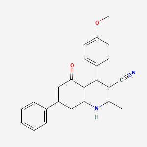 molecular formula C24H22N2O2 B11095122 4-(4-Methoxyphenyl)-2-methyl-5-oxo-7-phenyl-1,4,5,6,7,8-hexahydroquinoline-3-carbonitrile 