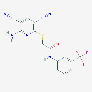 2-[(6-amino-3,5-dicyanopyridin-2-yl)sulfanyl]-N-[3-(trifluoromethyl)phenyl]acetamide