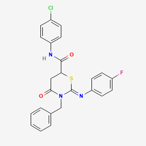 molecular formula C24H19ClFN3O2S B11095150 (2E)-3-benzyl-N-(4-chlorophenyl)-2-[(4-fluorophenyl)imino]-4-oxo-1,3-thiazinane-6-carboxamide 