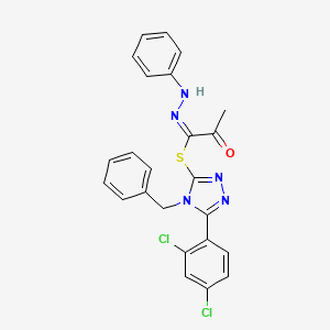 molecular formula C24H19Cl2N5OS B11095165 4-benzyl-5-(2,4-dichlorophenyl)-4H-1,2,4-triazol-3-yl (1E)-2-oxo-N-phenylpropanehydrazonothioate 