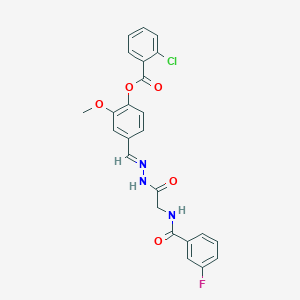 4-[((E)-2-{2-[(3-Fluorobenzoyl)amino]acetyl}hydrazono)methyl]-2-methoxyphenyl 2-chlorobenzoate