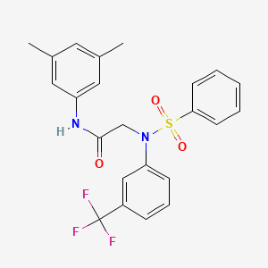 molecular formula C23H21F3N2O3S B11095184 N-(3,5-Dimethylphenyl)-2-[(phenylsulfonyl)-3-(trifluoromethyl)anilino]acetamide 