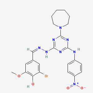 molecular formula C23H25BrN8O4 B11095191 4-[(Z)-(2-{4-(azepan-1-yl)-6-[(4-nitrophenyl)amino]-1,3,5-triazin-2-yl}hydrazinylidene)methyl]-2-bromo-6-methoxyphenol 