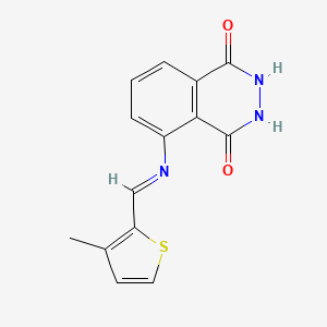 molecular formula C14H11N3O2S B11095200 5-{[(E)-(3-methylthiophen-2-yl)methylidene]amino}-2,3-dihydrophthalazine-1,4-dione 