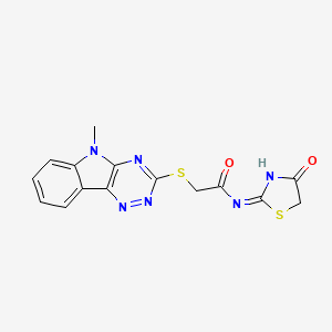 2-[(5-methyl-5H-[1,2,4]triazino[5,6-b]indol-3-yl)sulfanyl]-N-(4-oxo-4,5-dihydro-1,3-thiazol-2-yl)acetamide