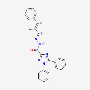 molecular formula C25H21N5O B11095231 N'-[(1E,2E)-2-methyl-3-phenylprop-2-en-1-ylidene]-1,5-diphenyl-1H-1,2,4-triazole-3-carbohydrazide 