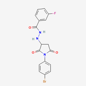 molecular formula C17H13BrFN3O3 B11095234 N'-[1-(4-bromophenyl)-2,5-dioxopyrrolidin-3-yl]-3-fluorobenzohydrazide 