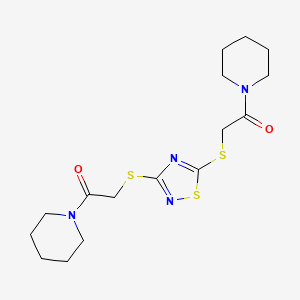 molecular formula C16H24N4O2S3 B11095260 2-[[5-(2-Oxidanylidene-2-piperidin-1-yl-ethyl)sulfanyl-1,2,4-thiadiazol-3-yl]sulfanyl]-1-piperidin-1-yl-ethanone 