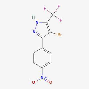 molecular formula C10H5BrF3N3O2 B11095289 4-bromo-5-(4-nitrophenyl)-3-(trifluoromethyl)-1H-pyrazole 