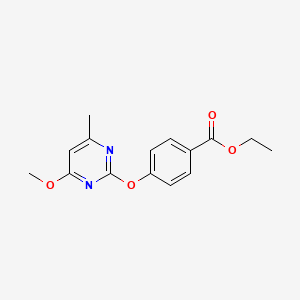 molecular formula C15H16N2O4 B11095294 Ethyl 4-[(4-methoxy-6-methylpyrimidin-2-yl)oxy]benzoate 