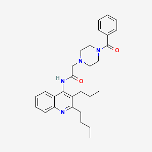 molecular formula C29H36N4O2 B11095311 N-(2-butyl-3-propylquinolin-4-yl)-2-[4-(phenylcarbonyl)piperazin-1-yl]acetamide 