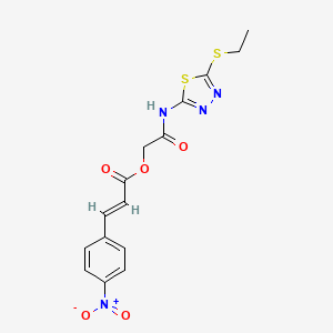 molecular formula C15H14N4O5S2 B11095368 2-{[5-(ethylsulfanyl)-1,3,4-thiadiazol-2-yl]amino}-2-oxoethyl (2E)-3-(4-nitrophenyl)prop-2-enoate 