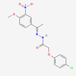 2-(4-chlorophenoxy)-N'-[(1E)-1-(4-methoxy-3-nitrophenyl)ethylidene]acetohydrazide