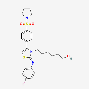 6-[(2Z)-2-[(4-fluorophenyl)imino]-4-[4-(pyrrolidin-1-ylsulfonyl)phenyl]-1,3-thiazol-3(2H)-yl]hexan-1-ol