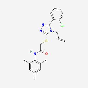 molecular formula C22H23ClN4OS B11095489 2-{[5-(2-chlorophenyl)-4-(prop-2-en-1-yl)-4H-1,2,4-triazol-3-yl]sulfanyl}-N-(2,4,6-trimethylphenyl)acetamide 