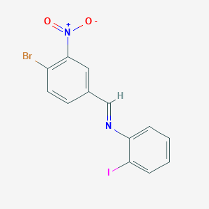 molecular formula C13H8BrIN2O2 B11095509 N-[(E)-(4-bromo-3-nitrophenyl)methylidene]-2-iodoaniline 