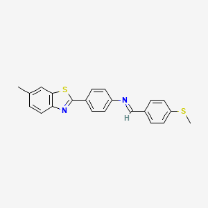 molecular formula C22H18N2S2 B11095517 Benzene, 1-(6-methylbenzothiazol-2-yl)-4-(4-methylthiobenzylidenamino)- 