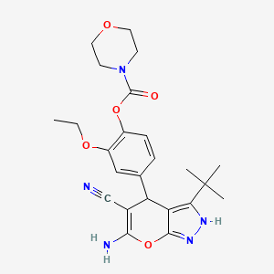 4-(6-Amino-3-tert-butyl-5-cyano-1,4-dihydropyrano[2,3-c]pyrazol-4-yl)-2-ethoxyphenyl morpholine-4-carboxylate