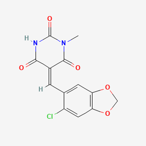 molecular formula C13H9ClN2O5 B11095549 (5Z)-5-[(6-chloro-1,3-benzodioxol-5-yl)methylidene]-1-methylpyrimidine-2,4,6(1H,3H,5H)-trione 