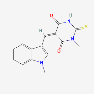 molecular formula C15H13N3O2S B11095577 Dihydropyrimidine-4,6-dione, 1-methyl-5-(1-methyl-1H-indol-3-ylmethylene)-2-thioxo- 