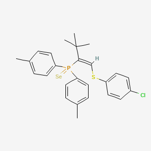 molecular formula C26H28ClPSSe B11095585 {(1Z)-1-[(4-chlorophenyl)sulfanyl]-3,3-dimethylbut-1-en-2-yl}[bis(4-methylphenyl)]phosphane selenide 