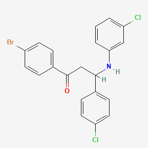 molecular formula C21H16BrCl2NO B11095601 1-(4-Bromophenyl)-3-(4-chlorophenyl)-3-[(3-chlorophenyl)amino]propan-1-one 