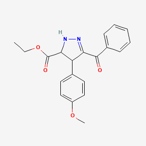 molecular formula C20H20N2O4 B11095653 ethyl 3-benzoyl-4-(4-methoxyphenyl)-4,5-dihydro-1H-pyrazole-5-carboxylate 