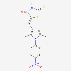 molecular formula C16H13N3O3S2 B11095675 (5Z)-5-{[2,5-dimethyl-1-(4-nitrophenyl)-1H-pyrrol-3-yl]methylidene}-4-hydroxy-1,3-thiazole-2(5H)-thione 