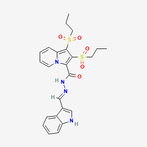 N'-[(E)-1H-indol-3-ylmethylidene]-1,2-bis(propylsulfonyl)indolizine-3-carbohydrazide