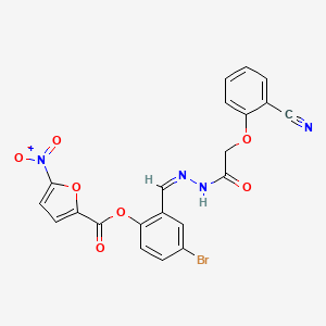 molecular formula C21H13BrN4O7 B11095713 4-bromo-2-[(Z)-{2-[(2-cyanophenoxy)acetyl]hydrazinylidene}methyl]phenyl 5-nitrofuran-2-carboxylate 