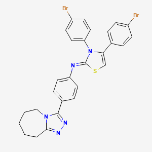 molecular formula C28H23Br2N5S B11095718 N-[(2Z)-3,4-bis(4-bromophenyl)-1,3-thiazol-2(3H)-ylidene]-4-(6,7,8,9-tetrahydro-5H-[1,2,4]triazolo[4,3-a]azepin-3-yl)aniline 