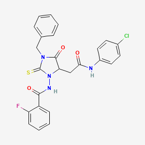 N-(3-benzyl-5-{2-[(4-chlorophenyl)amino]-2-oxoethyl}-4-oxo-2-thioxoimidazolidin-1-yl)-2-fluorobenzamide