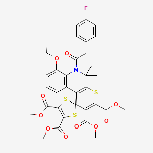 Tetramethyl 7'-ethoxy-6'-[(4-fluorophenyl)acetyl]-5',5'-dimethyl-5',6'-dihydrospiro[1,3-dithiole-2,1'-thiopyrano[2,3-c]quinoline]-2',3',4,5-tetracarboxylate