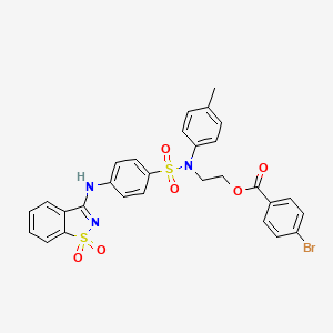 molecular formula C29H24BrN3O6S2 B11095756 2-[({4-[(1,1-Dioxido-1,2-benzothiazol-3-yl)amino]phenyl}sulfonyl)(4-methylphenyl)amino]ethyl 4-bromobenzoate 