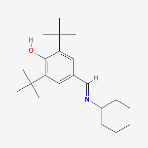 molecular formula C21H33NO B11095757 2,6-di-tert-butyl-4-[(E)-(cyclohexylimino)methyl]phenol 