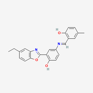 molecular formula C23H20N2O3 B11095806 2-(5-ethyl-1,3-benzoxazol-2-yl)-4-{[(Z)-(2-hydroxy-5-methylphenyl)methylidene]amino}phenol 