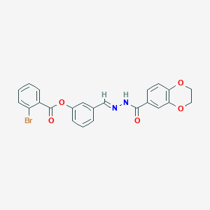 3-{(E)-[2-(2,3-dihydro-1,4-benzodioxin-6-ylcarbonyl)hydrazinylidene]methyl}phenyl 2-bromobenzoate