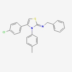 molecular formula C23H19ClN2S B11095886 N-((2E)-4-(4-chlorophenyl)-3-(4-methylphenyl)-1,3-thiazol-2(3H)-ylidene)(phenyl)methanamine 