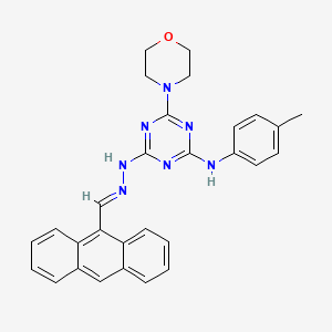 molecular formula C29H27N7O B11095946 4-[(2E)-2-(anthracen-9-ylmethylidene)hydrazinyl]-N-(4-methylphenyl)-6-(morpholin-4-yl)-1,3,5-triazin-2-amine 