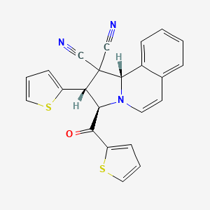 molecular formula C23H15N3OS2 B11095979 (2R,3R,10bS)-2-(thiophen-2-yl)-3-(thiophen-2-ylcarbonyl)-2,3-dihydropyrrolo[2,1-a]isoquinoline-1,1(10bH)-dicarbonitrile 