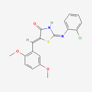 molecular formula C18H15ClN2O3S B11096000 (2Z,5Z)-2-[(2-Chlorophenyl)imino]-5-(2,5-dimethoxybenzylidene)-1,3-thiazolidin-4-one 