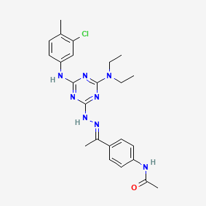 N-{4-[(1E)-1-(2-{4-[(3-chloro-4-methylphenyl)amino]-6-(diethylamino)-1,3,5-triazin-2-yl}hydrazinylidene)ethyl]phenyl}acetamide