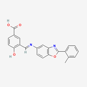 molecular formula C22H16N2O4 B11096070 4-hydroxy-3-[(E)-{[2-(2-methylphenyl)-1,3-benzoxazol-5-yl]imino}methyl]benzoic acid 