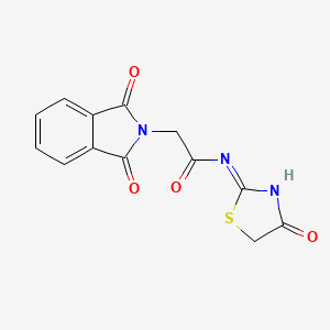 molecular formula C13H9N3O4S B11096076 2-(1,3-dioxo-1,3-dihydro-2H-isoindol-2-yl)-N-[(2Z)-4-oxo-1,3-thiazolidin-2-ylidene]acetamide 