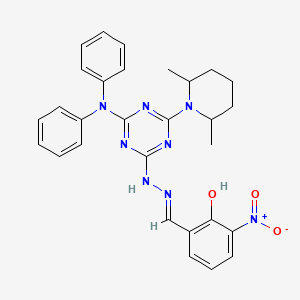 2-[(E)-{2-[4-(2,6-dimethylpiperidin-1-yl)-6-(diphenylamino)-1,3,5-triazin-2-yl]hydrazinylidene}methyl]-6-nitrophenol